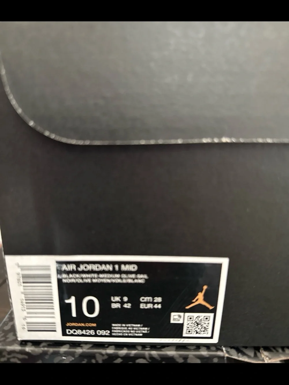 Jordan 1 Mid Black White Olive. Mens 10. pre-owned. Worn.